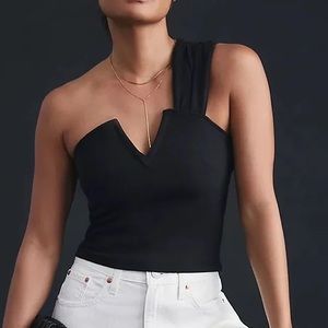 Anthropologie Maeve One-Shoulder Cropped Tank